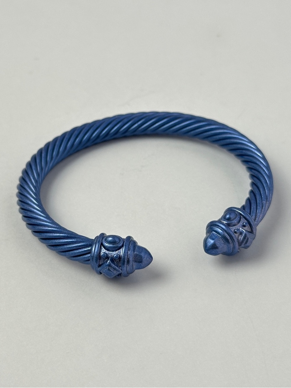 David Yurman Blue Aluminum Renaissance Classic Cable Bracelet Size Large